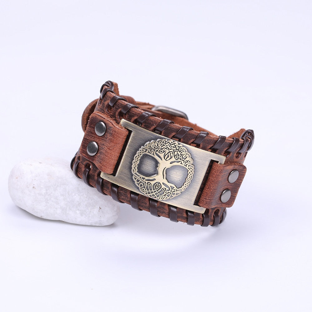 Tree of Life Vintage Leather Bracelets - Elementsofthewitch