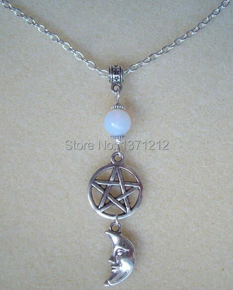 Hot Fashion Vintage Pentagram&Moon Charms Pendants Necklace Sweater chain Protection Spiritual Necklaces DIY Jewelry - Elementsofthewitch