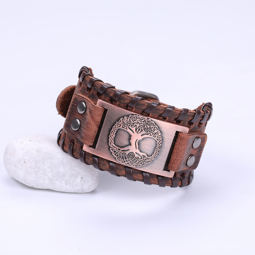 Tree of Life Vintage Leather Bracelets - Elementsofthewitch