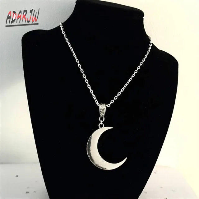 Crescent moon choker thick black velvet with jewelry large silver color charm gothic witchy choker gift fashion