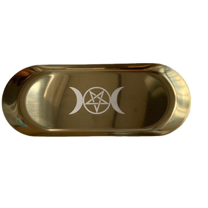 Pentagram Candlestick Table Altar Plate (Oval) - Elementsofthewitch