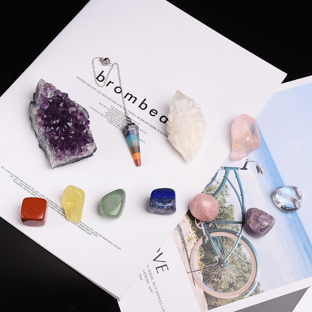 11pc Healing Stones Wooden Gift Set - Elementsofthewitch