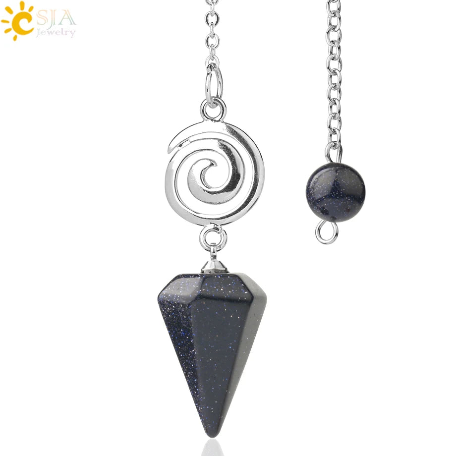 CSJA Spiritual Crystal Pendulum for Divination Dowsing Rod Natural Stone Quartz Pendant Pendules for Radiesthesia Pendulos G717