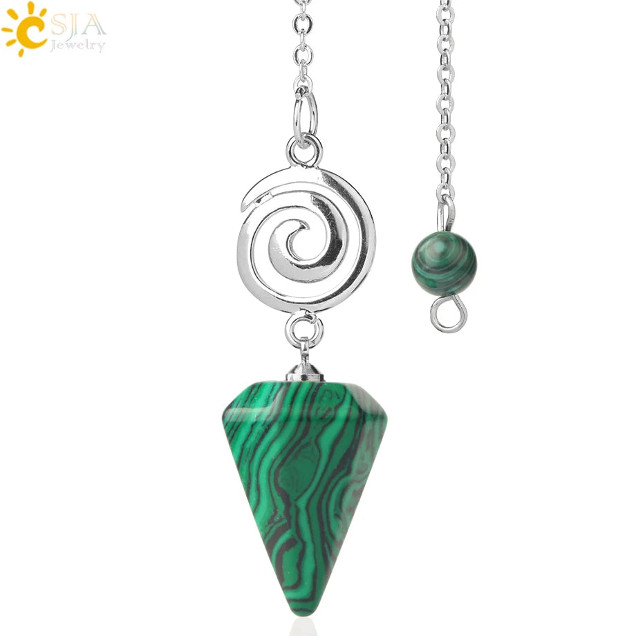 CSJA Spiritual Crystal Pendulum for Divination Dowsing Rod Natural Stone Quartz Pendant Pendules for Radiesthesia Pendulos G717
