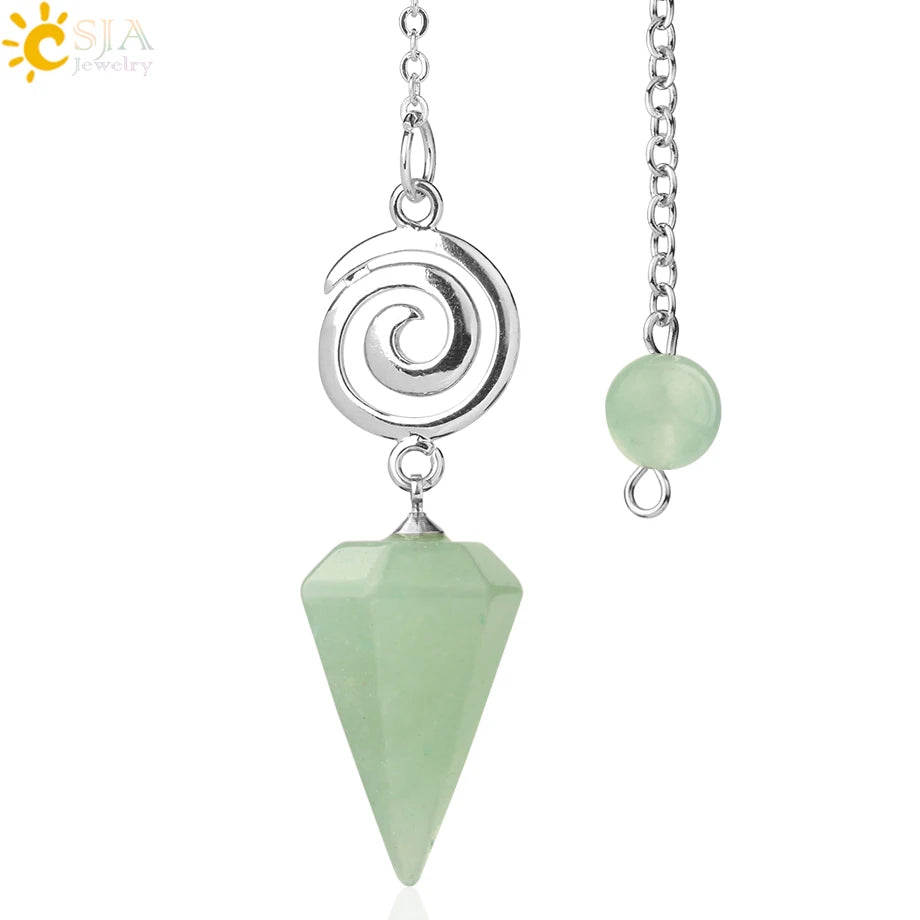 CSJA Spiritual Crystal Pendulum for Divination Dowsing Rod Natural Stone Quartz Pendant Pendules for Radiesthesia Pendulos G717