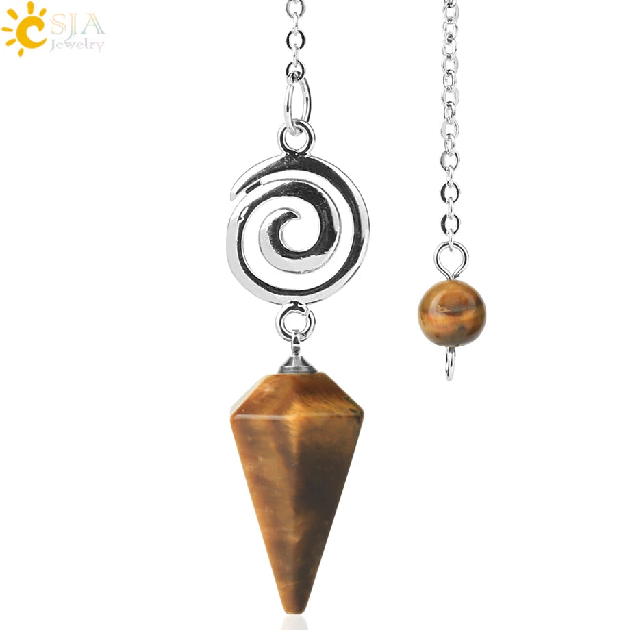 CSJA Spiritual Crystal Pendulum for Divination Dowsing Rod Natural Stone Quartz Pendant Pendules for Radiesthesia Pendulos G717