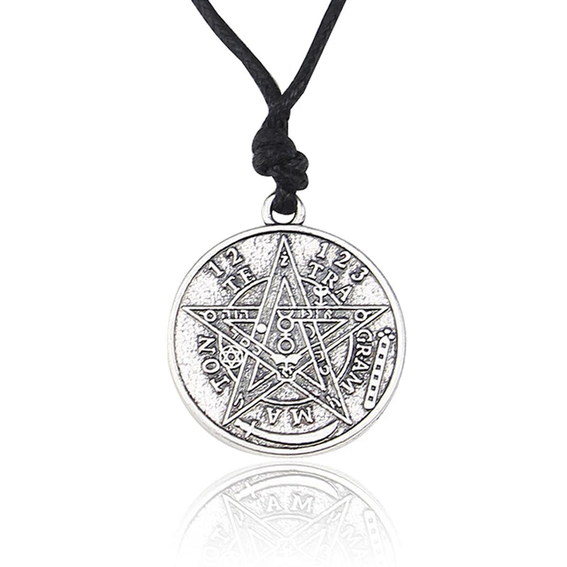 Tetragrammaton Pentacle Pentagram Pendant Charm Necklace for Men Wiccan Talisman Pagen Amulet Vintage Jewelry