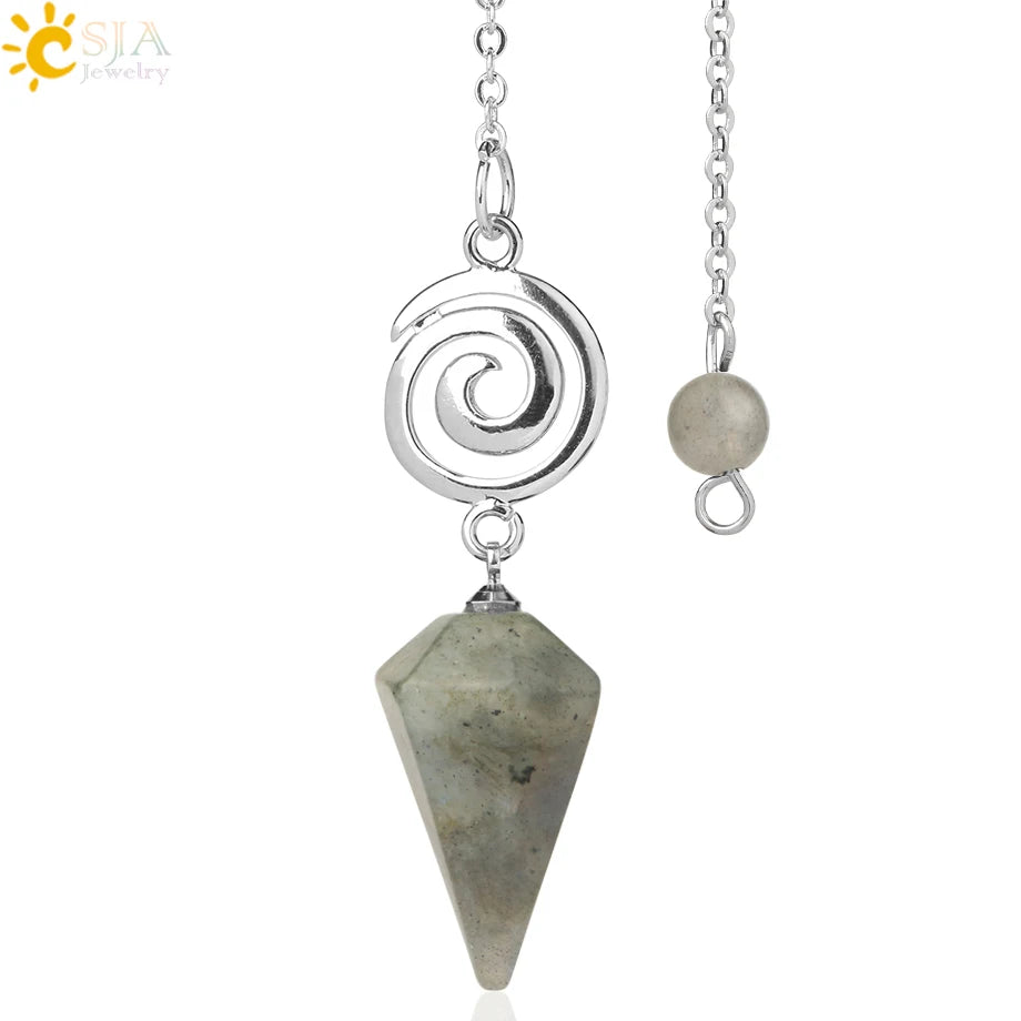 CSJA Spiritual Crystal Pendulum for Divination Dowsing Rod Natural Stone Quartz Pendant Pendules for Radiesthesia Pendulos G717