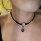 New Purple Crystal Choker Necklace Creative Witchy Jewelry Raw Stone Pendant Black Layering Boho Style Fashion Charm Gifts 2021