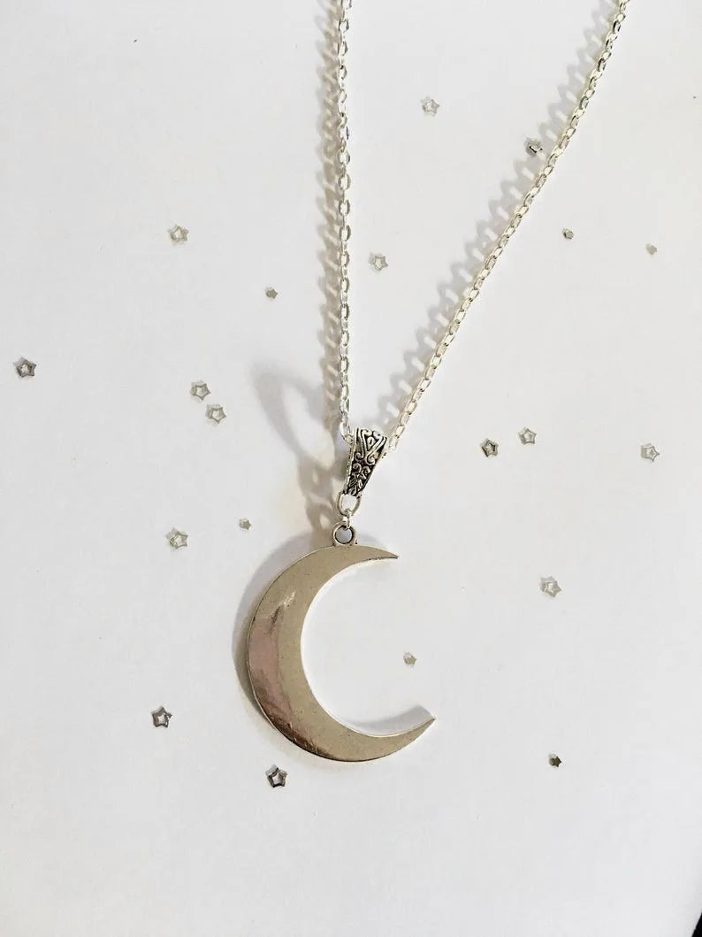 Crescent Moon necklace mystic gothic jewelry Lunar witch celtic Pagan Wiccan luna Moon phase witchy Goddess Fashion woman gift