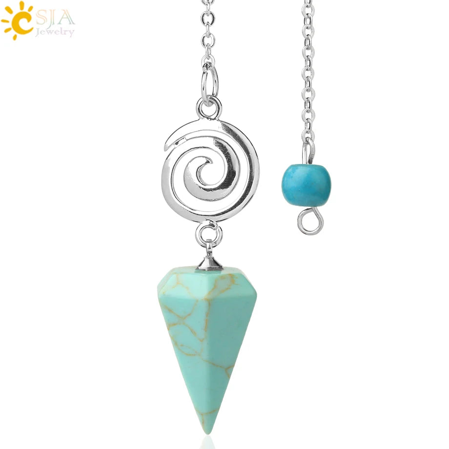 CSJA Spiritual Crystal Pendulum for Divination Dowsing Rod Natural Stone Quartz Pendant Pendules for Radiesthesia Pendulos G717
