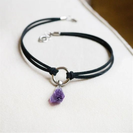 Purple Raw Crystal Choker - Elementsofthewitch