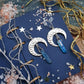 Witch Raw Crystal with Moon and Stars Earrings Witchy Dangle Jewelry Celestial with Healing Quartz Bohemia Jewelry Women Gift