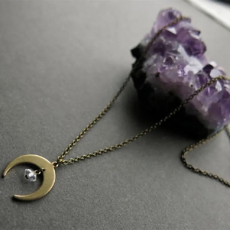 Witch Moon Choker Necklace Jewellery Minimalist Charm Halloween Pendant Fall Autumn Witchy Magic Gift Idea Statement Women Gift