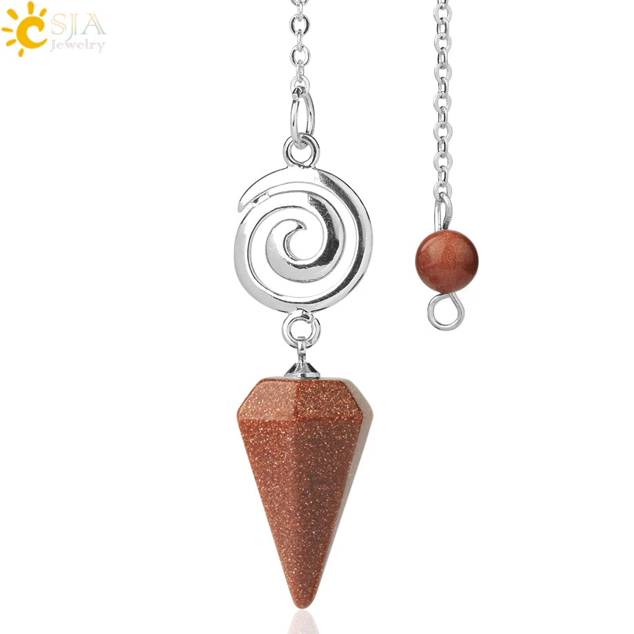 CSJA Spiritual Crystal Pendulum for Divination Dowsing Rod Natural Stone Quartz Pendant Pendules for Radiesthesia Pendulos G717