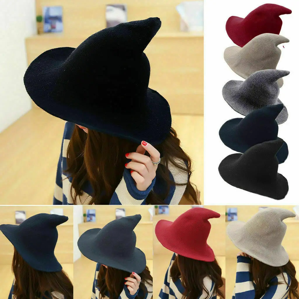 1 PCS Modern Halloween Witch Hat Woolen Women Lady Made From Fashionable Sheep Wool Halloween Party Hat Festival Party Hat