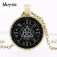 2017 New Pagan Wheel Of The Year Necklaces Pentagram Pendant Round Photo Wiccan Jewelry Glass Cabochon Necklace Link Chain HZ1