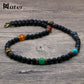 Classic Chakra Necklace Men Natural Lava Stone Collar Tribal Spiritual Colliers Punk Short Choker Erkek Kolye Boyfriend Gift