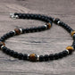 Classic Chakra Necklace Men Natural Lava Stone Collar Tribal Spiritual Colliers Punk Short Choker Erkek Kolye Boyfriend Gift