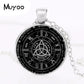2017 New Pagan Wheel Of The Year Necklaces Pentagram Pendant Round Photo Wiccan Jewelry Glass Cabochon Necklace Link Chain HZ1