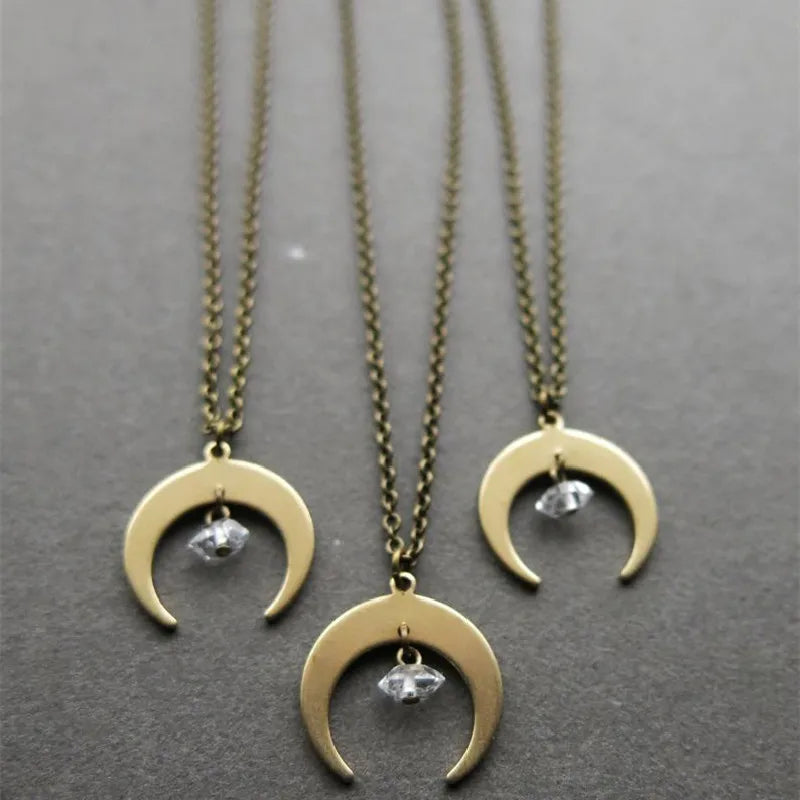 Witch Moon Choker Necklace Jewellery Minimalist Charm Halloween Pendant Fall Autumn Witchy Magic Gift Idea Statement Women Gift
