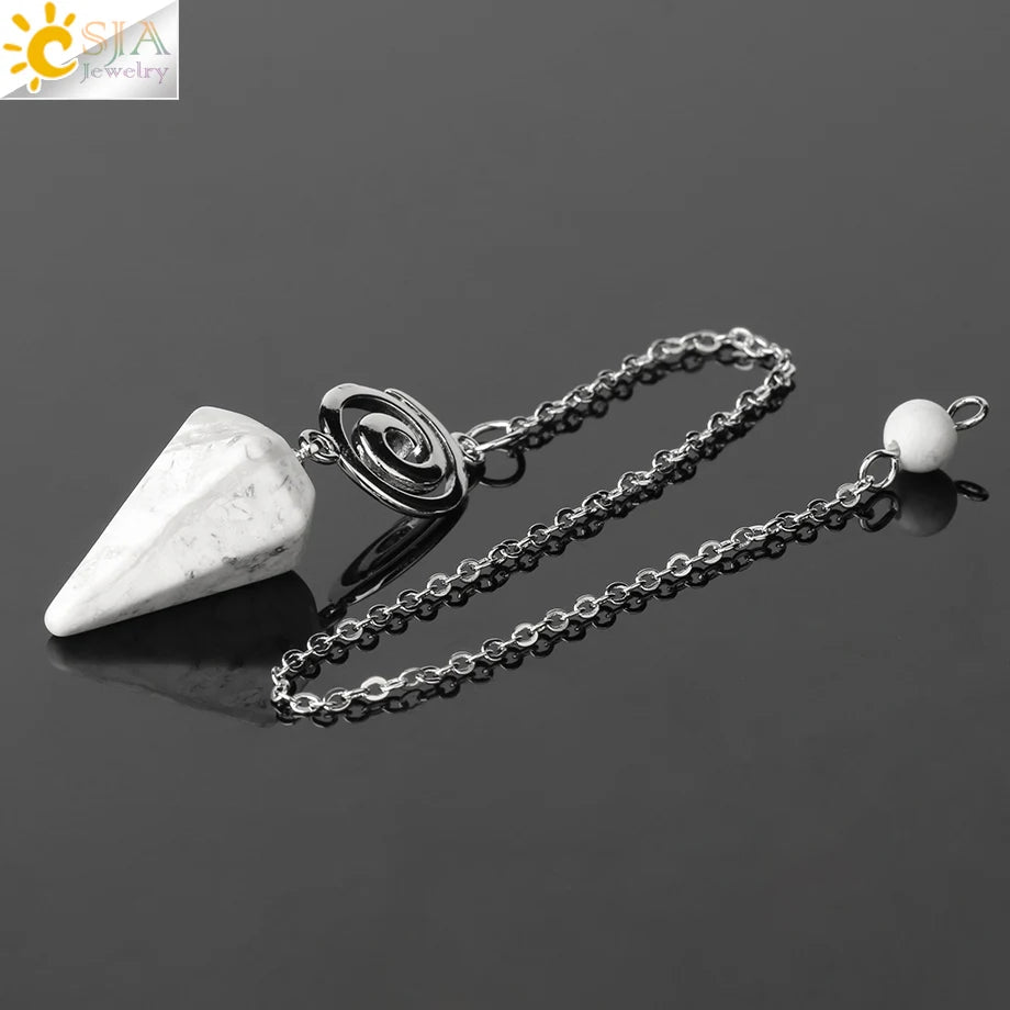 CSJA Spiritual Crystal Pendulum for Divination Dowsing Rod Natural Stone Quartz Pendant Pendules for Radiesthesia Pendulos G717