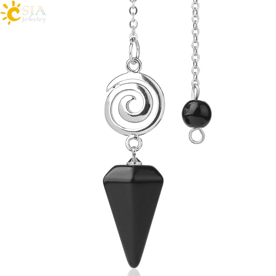 CSJA Spiritual Crystal Pendulum for Divination Dowsing Rod Natural Stone Quartz Pendant Pendules for Radiesthesia Pendulos G717