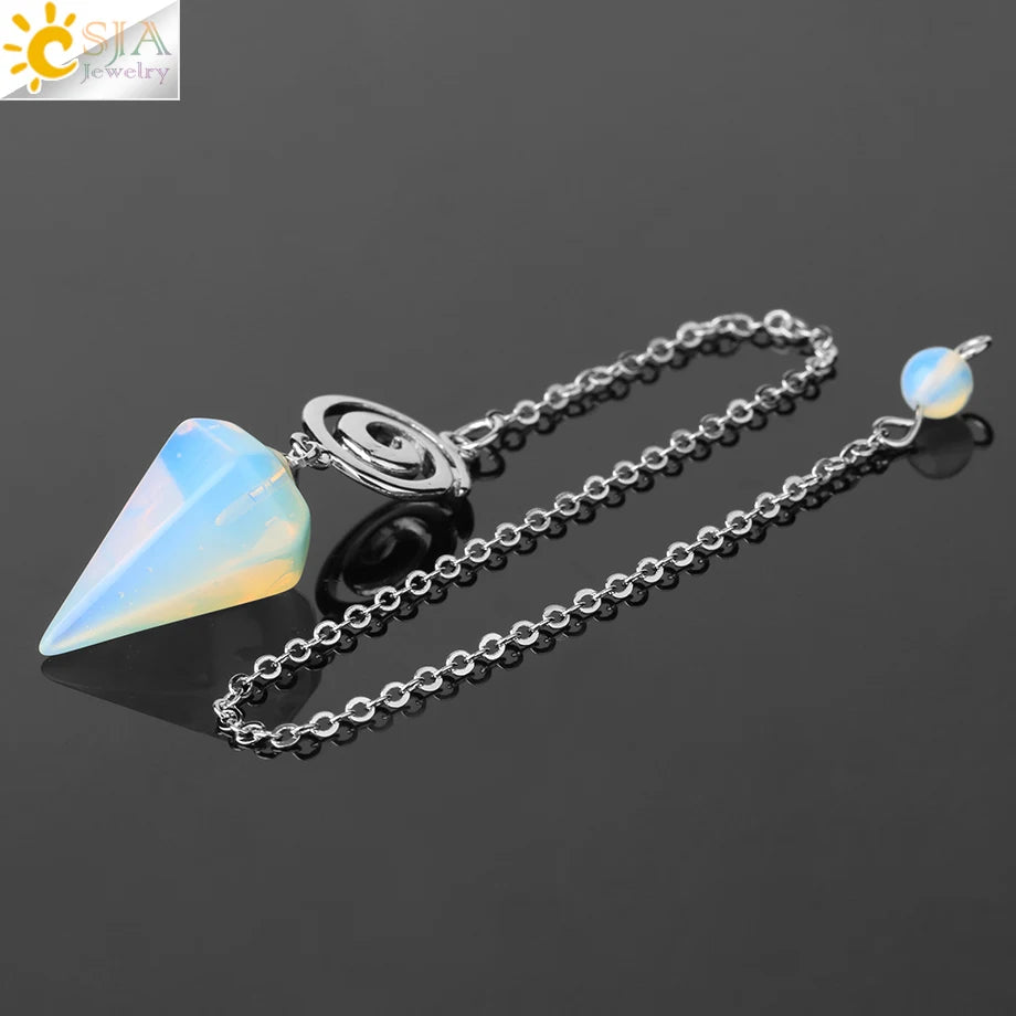 CSJA Spiritual Crystal Pendulum for Divination Dowsing Rod Natural Stone Quartz Pendant Pendules for Radiesthesia Pendulos G717