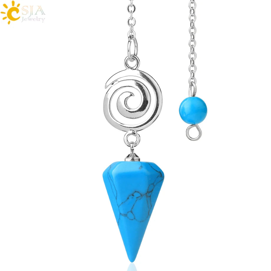 CSJA Spiritual Crystal Pendulum for Divination Dowsing Rod Natural Stone Quartz Pendant Pendules for Radiesthesia Pendulos G717