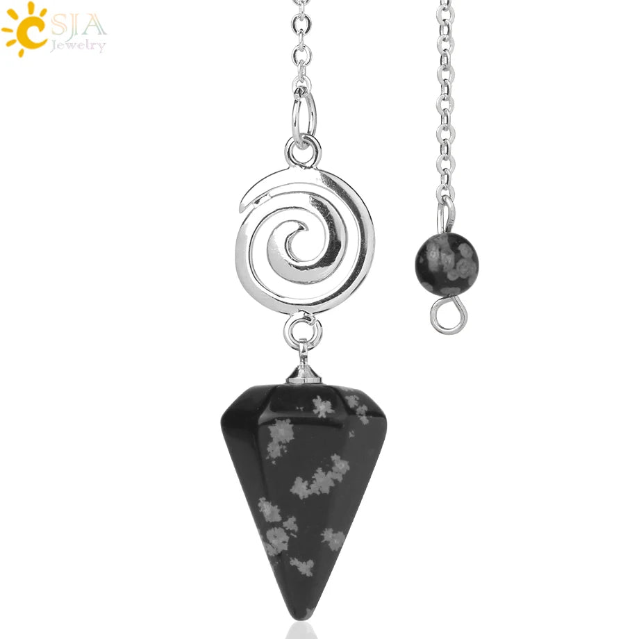 CSJA Spiritual Crystal Pendulum for Divination Dowsing Rod Natural Stone Quartz Pendant Pendules for Radiesthesia Pendulos G717