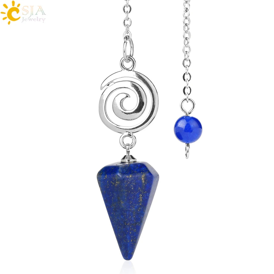 CSJA Spiritual Crystal Pendulum for Divination Dowsing Rod Natural Stone Quartz Pendant Pendules for Radiesthesia Pendulos G717