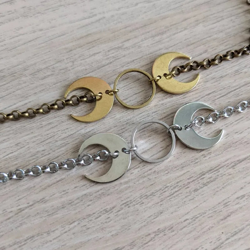 Witch Moon Choker Necklace Jewellery Minimalist Charm Halloween Pendant Fall Autumn Witchy Magic Gift Idea Statement Women Gift