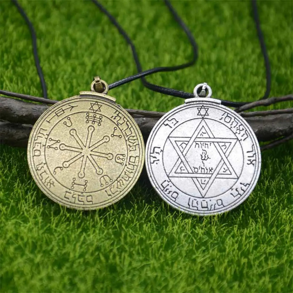 Double Side Key Of Solomon Fourth Pentacle Of Mercury Seal Pendant Necklace Wiccan Pagan Amulets Talismans Jewlery