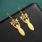 Dawapara Triple Moon Spiral Goddess Symbol Dangle Earrings Wiccan Pentagram Pagan Stainless Steel Women Jewelry