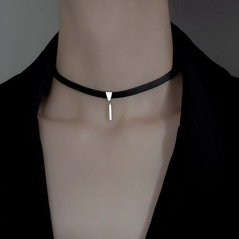 Double Layers Black Choker Necklace Crescent Pendant Statement Gothic Witchy Halfmoon Luna Women Neck Jewelry Gift