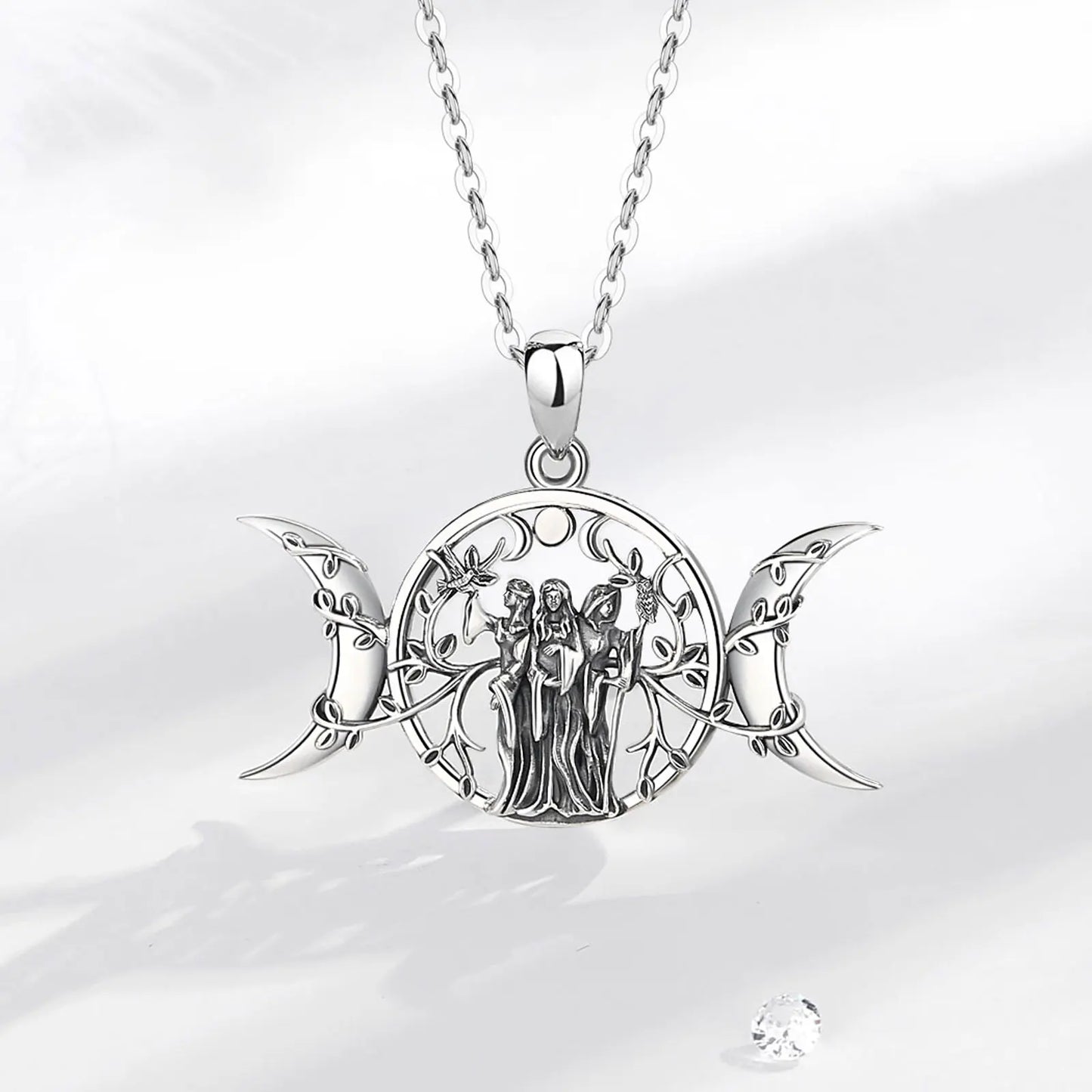 Sterling Silver Triple Moon Goddess - Elementsofthewitch