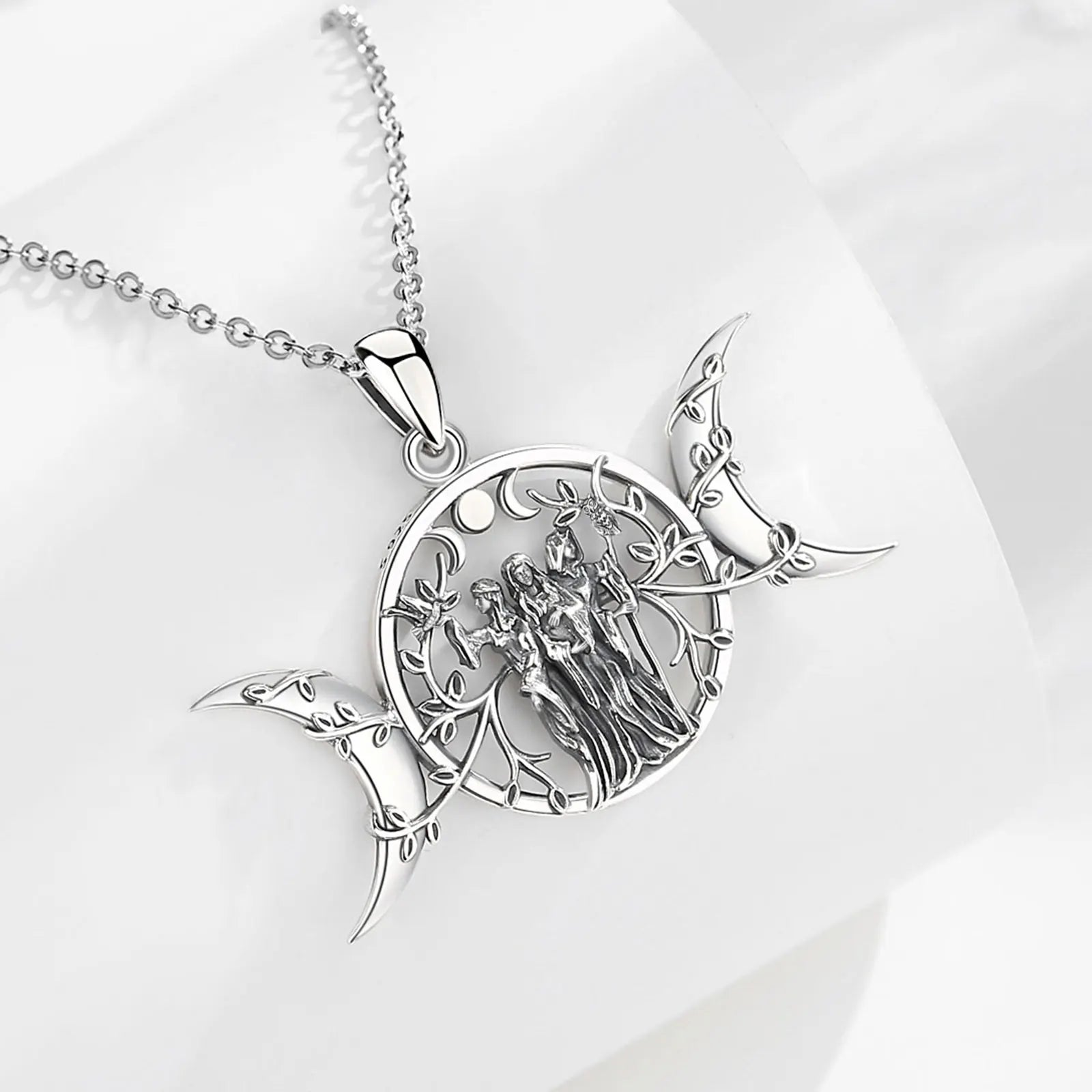 Sterling Silver Triple Moon Goddess - Elementsofthewitch