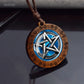 Triple Moon Goddess Glass Necklace Wood Pendant Wiccan Pentagram Necklace Vintage Magic Sign Jewelry Dropshipping