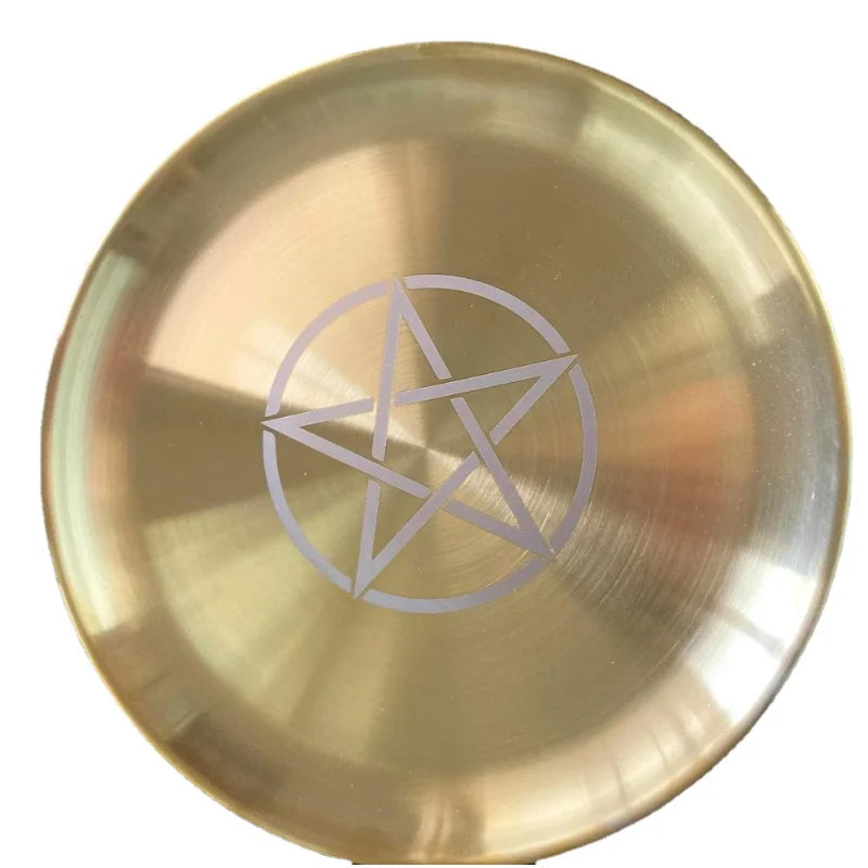 Pentagram Candlestick Table Altar Plate - Elementsofthewitch