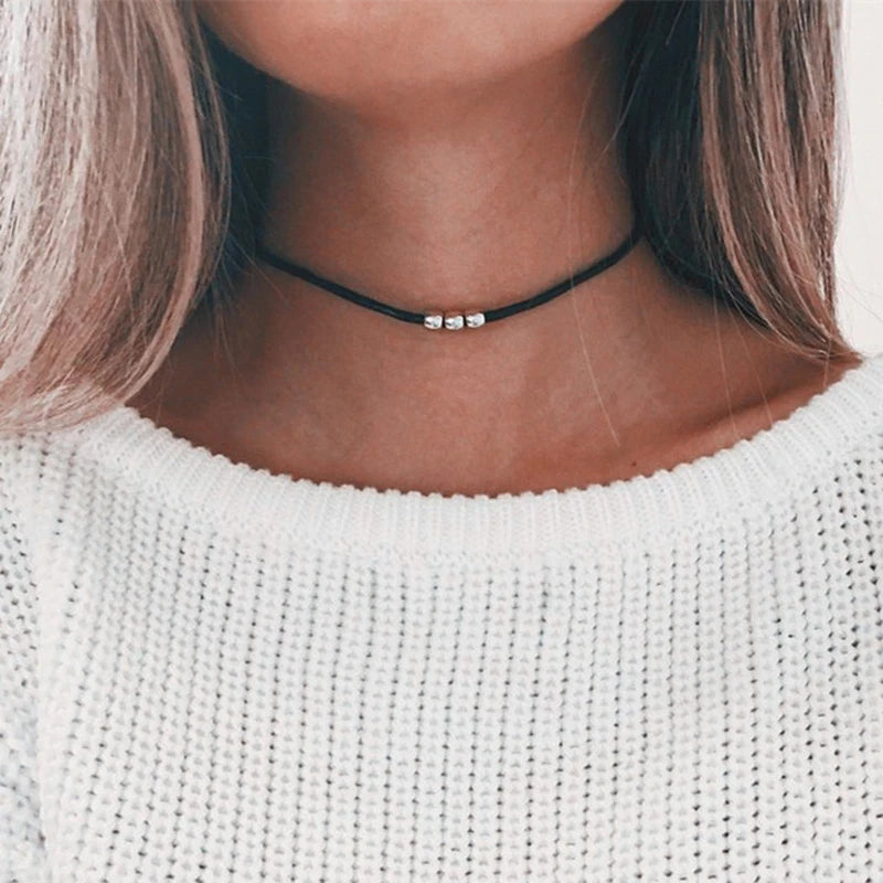 Double Layers Black Choker Necklace Crescent Pendant Statement Gothic Witchy Halfmoon Luna Women Neck Jewelry Gift