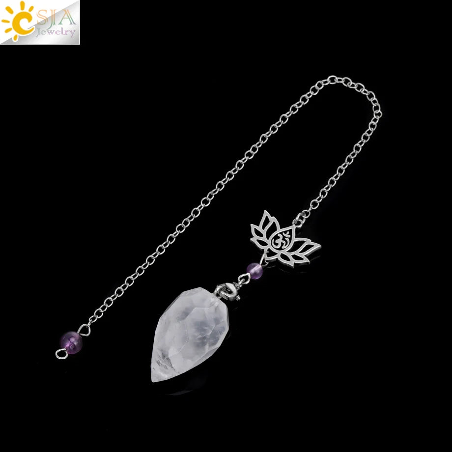 Spiritual Crystal Pendulums for Divination Dowsing Reiki Natural Stone Tiger Eye Pink Clear Quartz Yoga Esoterism Pendulos H494