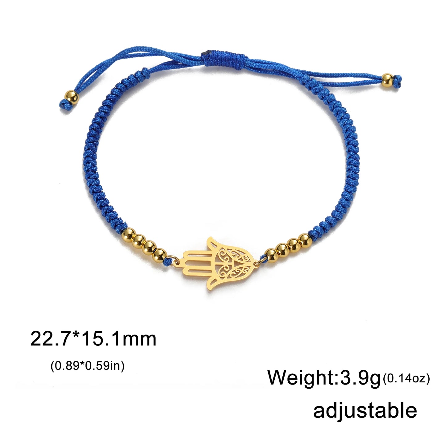LIKGREAT Classic Hand of Fatima Adjustable Bracelets Lucky Amulet Hamsa Spiritual Jewelry Stainless Steel Men Women Wiccan Gift