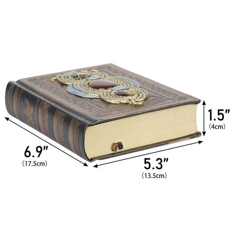 Retro Magic Notebook 3D Relief Sculpture Flying Horse Pentagram Inlaid With Natural Crystal Stone Thickened Multi Page Notebook