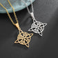 Witchcraft Witch Knot Necklace Irish Trinity Knot Triple Spiral Pendant Stainless Steel Ankh Cross Pentagram Amulet Jewelry