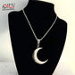 Crescent moon choker thick black velvet with jewelry large silver color charm gothic witchy choker gift fashion