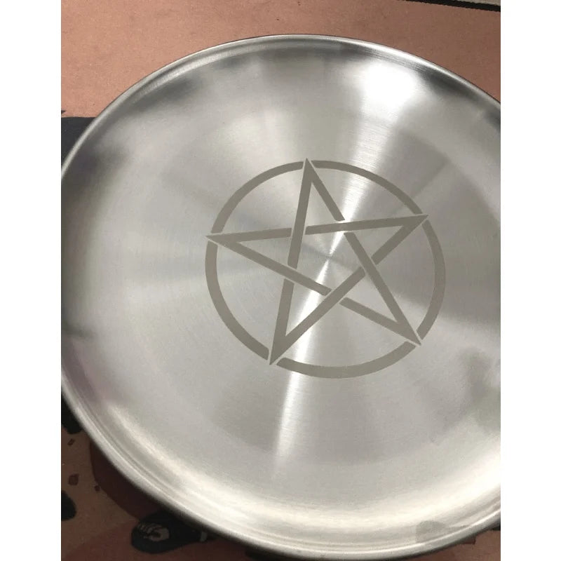 Pentagram Candlestick Table Altar Plate - Elementsofthewitch