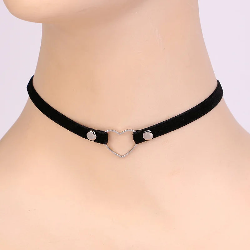 Double Layers Black Choker Necklace Crescent Pendant Statement Gothic Witchy Halfmoon Luna Women Neck Jewelry Gift