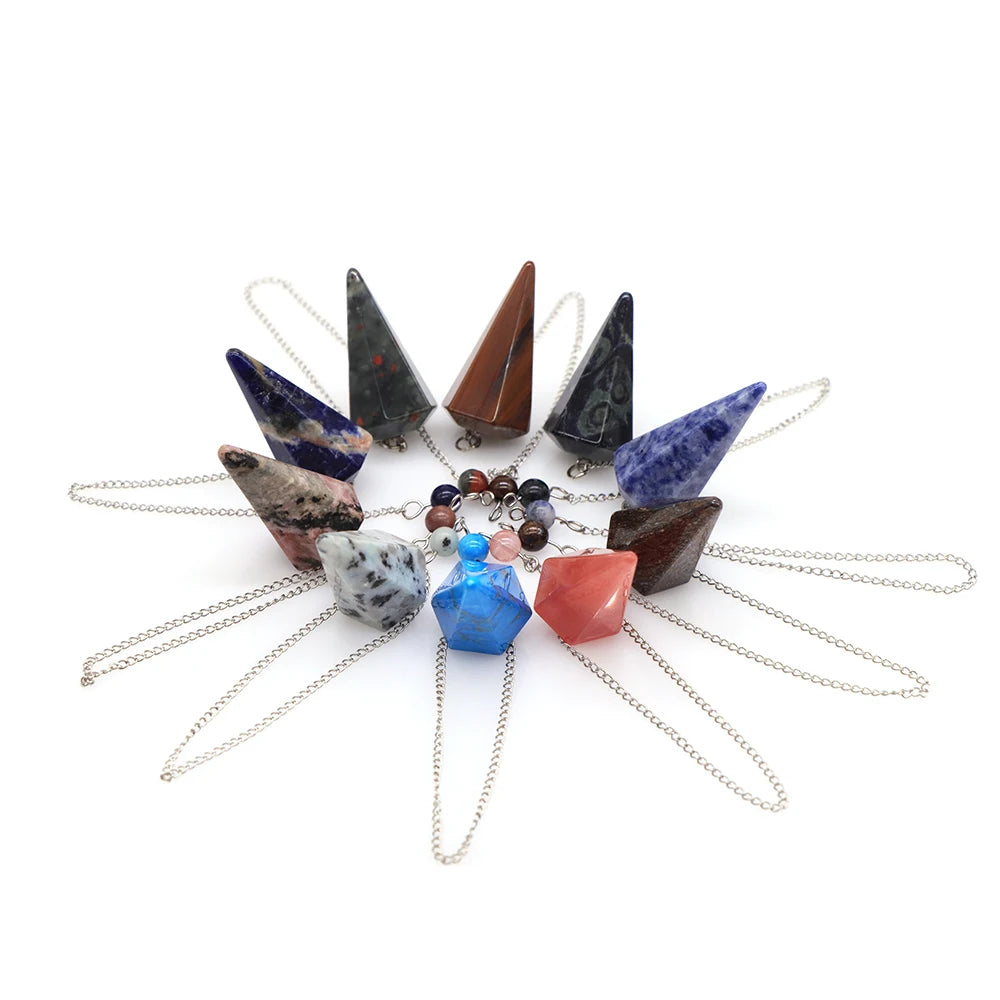 Natural Quartz Reiki Healing Pendulum Dowsing Spiritual Divination Cone Crystal Gemstone Pendulos Witchcraft Supplies Wholesale