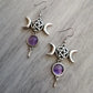 Pentagram Crescent Moon Rose Stone Earrings Natural Stone Wicca Witchy Creative Gorgeous Wedding Pagan Gothic Women Gift Fashion
