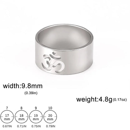 My Shape Yoga Om Symbol Rings Women Stainless Steel Finger Aum Ohm Om Hindu Spiritual Religious Jewelry Amulet Gifts for Men
